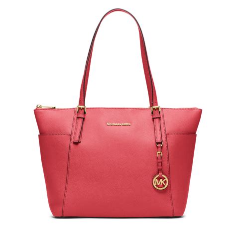 michael kors jet set red saffiano leather tote|Michael Kors hamilton large tote.